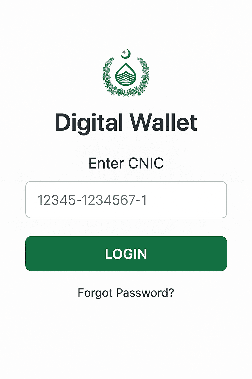 Screenshot of BISP wallet portal showing CNIC entry form