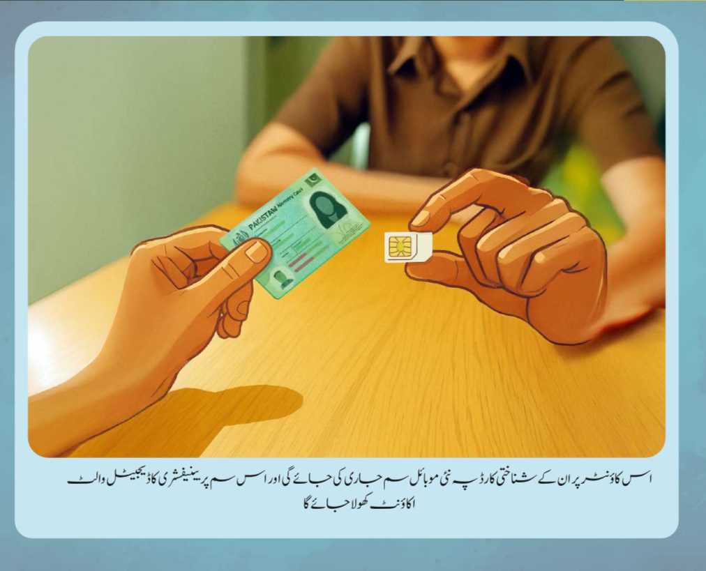 BISP beneficiary receiving free SIM for digital wallet October 2025