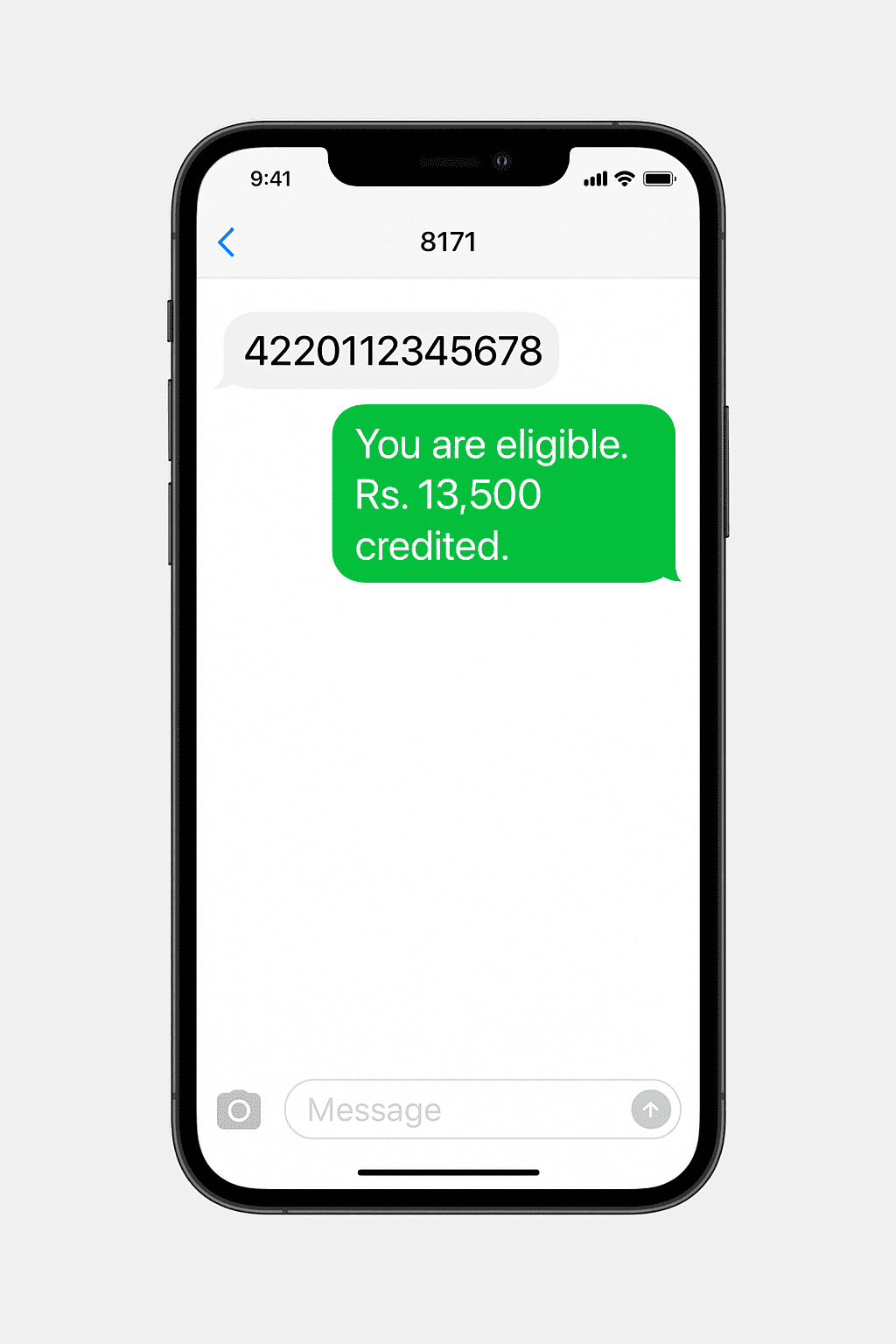 BISP SMS balance check 8171 example